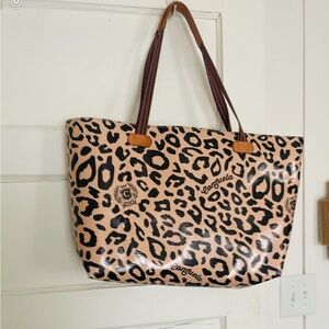 Consuela Tan and Black Tote Bag Stylish and Spacious